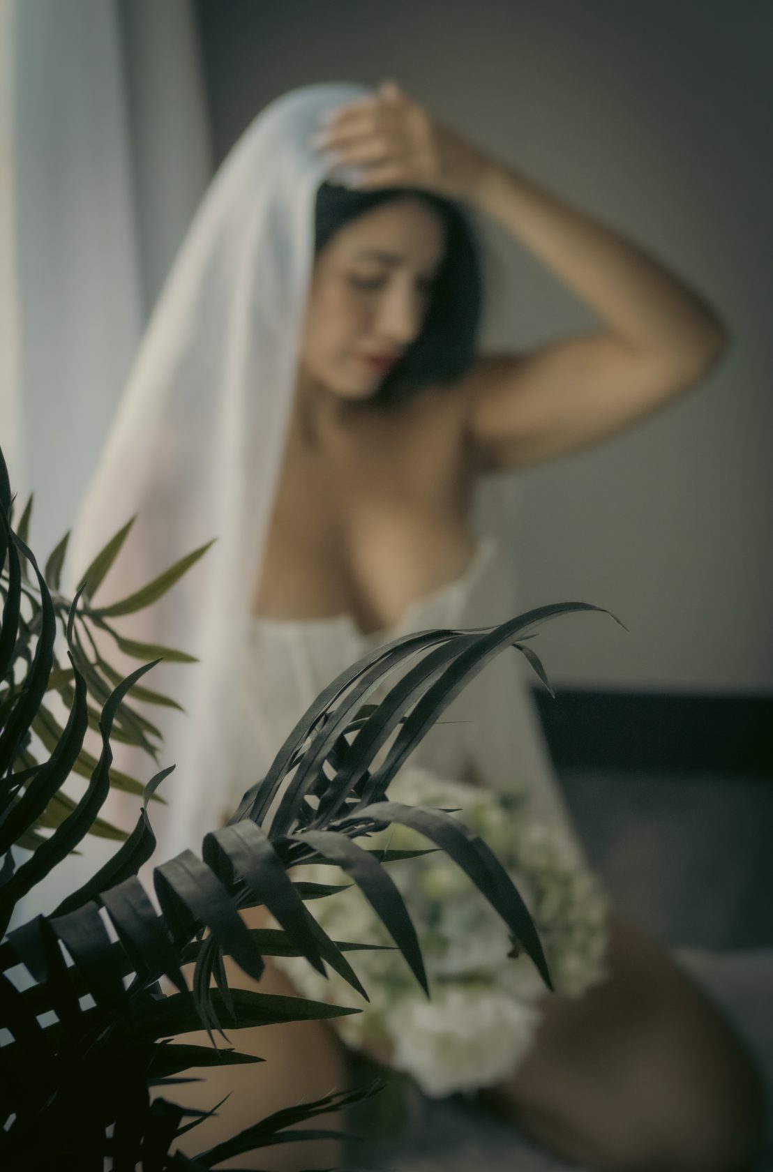 Boudoir de novia, ramo de flores